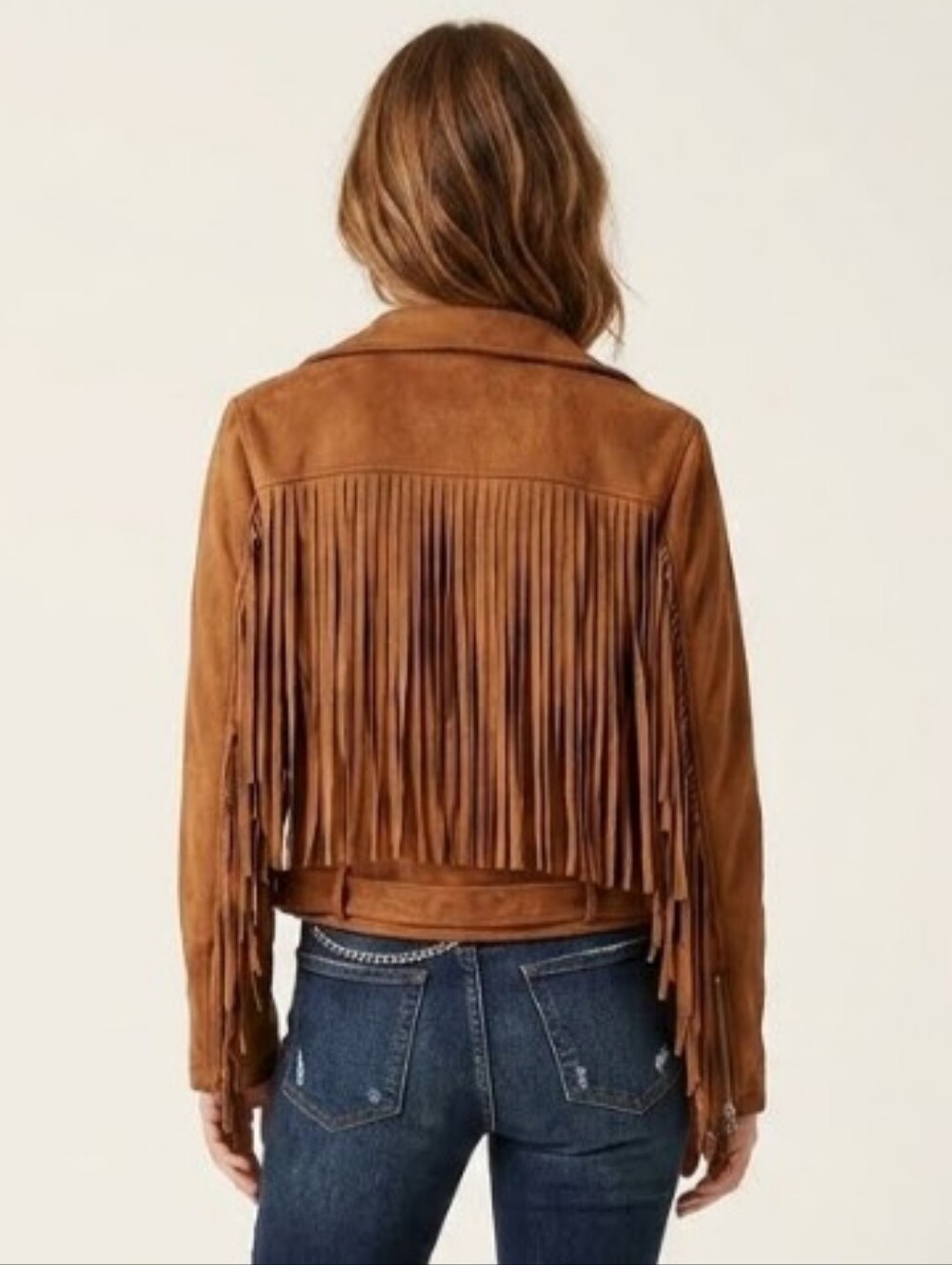 Rue21 Faux Suede Fringe Moto Jacket Brown Biker Coat New With Tags L 10/12